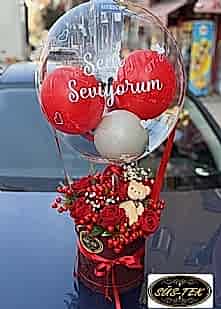 7 Sonsuzluk G�l� Kokina Balon Kutusu Ay�c�k Hediye