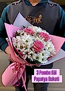 3 Pembe G�l Papatya