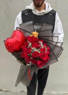 21 G�l Kampanya Buket  Ay�c�k Balon Hediye