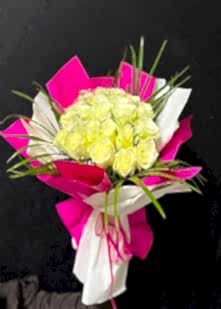 21 Beyaz G�l Buket Pembe Ambalaj