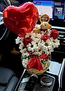 Fanusta 3 G�l Papatya Ay�c�k ve Kalp Balon Hediye