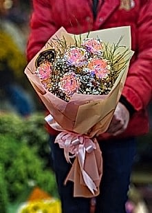 5 Adet Pembe Sonsuzluk G�l�